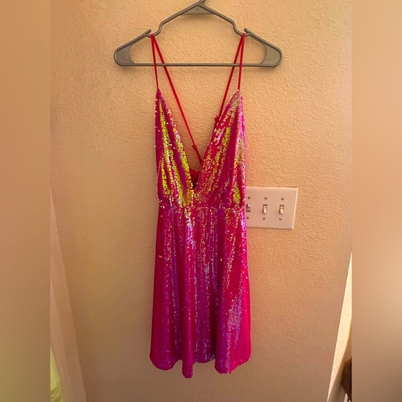 NWTs Pink Bling Sequin southern fried chics sexy dress - Picture 2 of 10